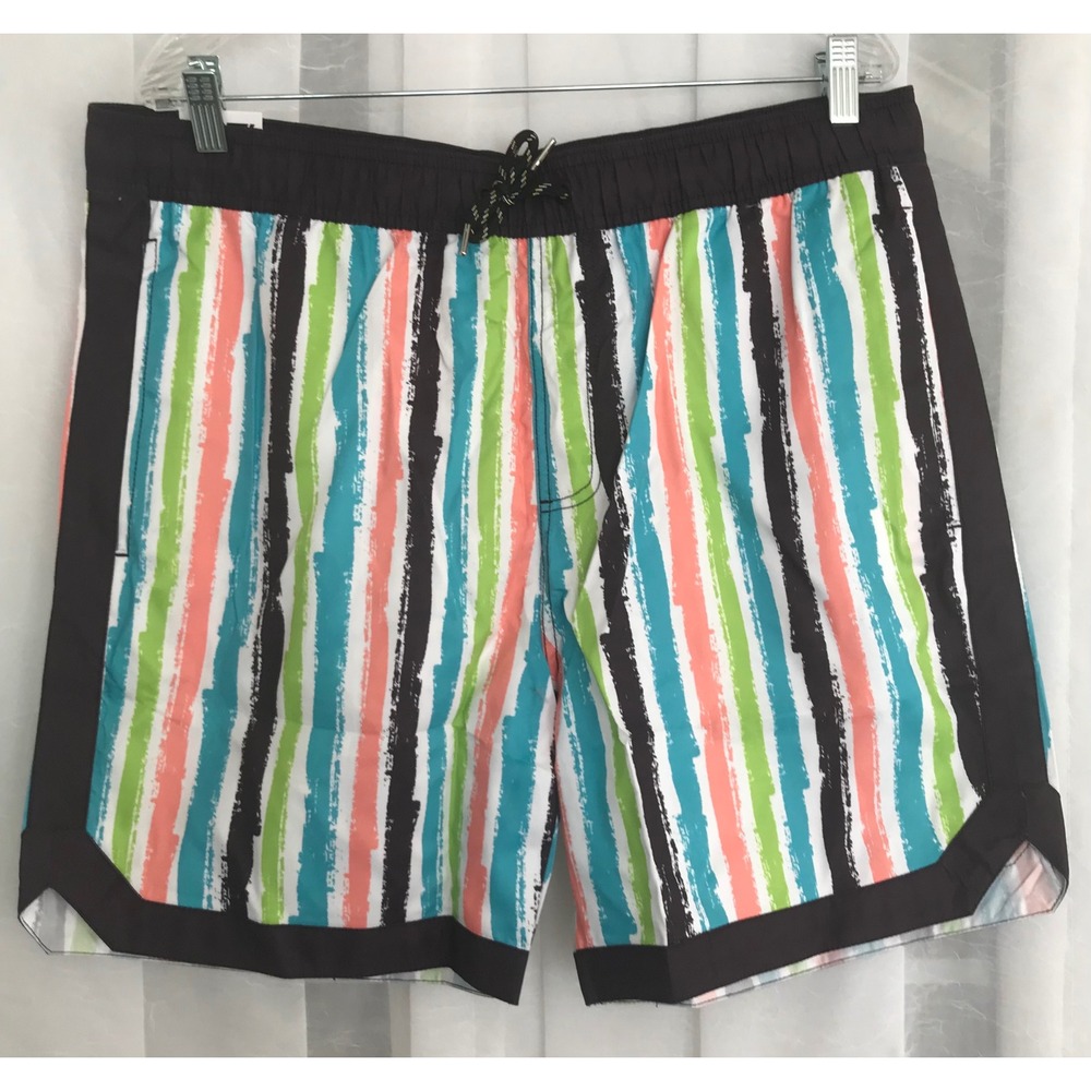 Jotook‎ Mens XL Swim Trunks Multi-Color Striped Mesh Lined Board Shorts NWT